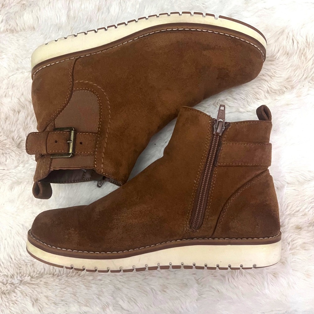 Kohl's Sonoma Cognac Faux Suede Buckle Zip Ankle Boots Women's Size 6.5‎ Medium - Picture 5 of 8
